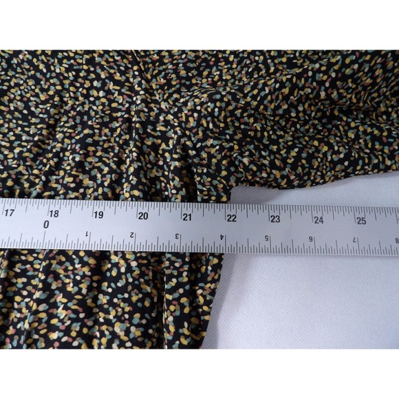 CJ Banks 1X Top Blouse Confetti Print Colorful Button Up Black Office Career - Picture 8 of 10